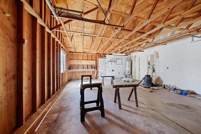 basement with secured water heater