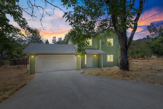 view of front of home featuring a garage