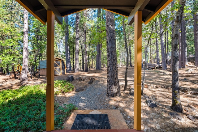 30570 Sleepy Hollow Dr, Shingletown, CA 96088 - view of yard featuring a shed