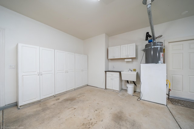 garage with secured water heater