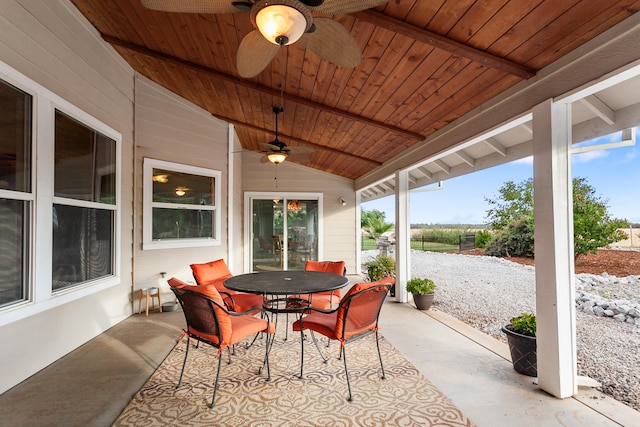 view of patio / terrace featuring ceiling fan