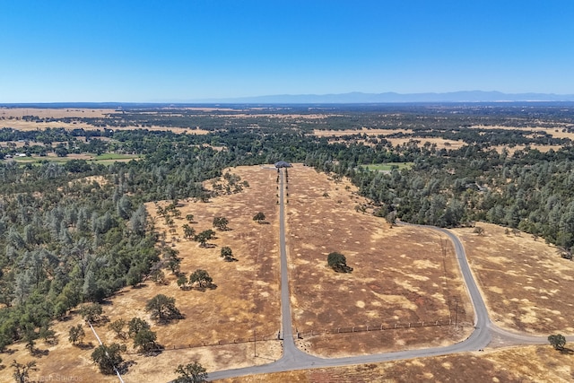 drone / aerial view featuring a mountain view