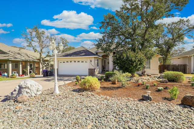 single story home featuring a garage