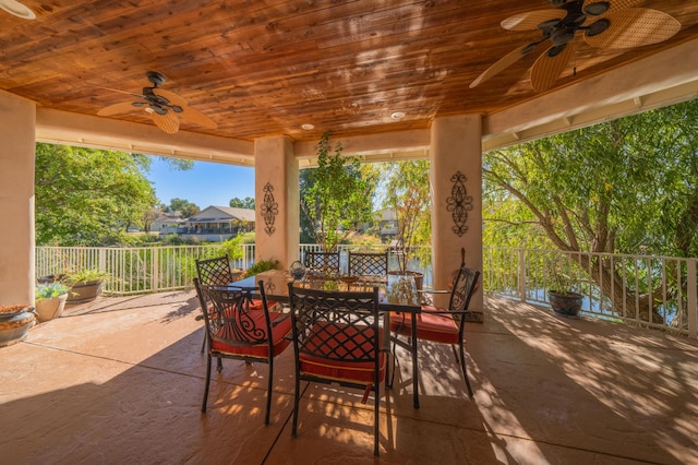 view of patio / terrace featuring ceiling fan