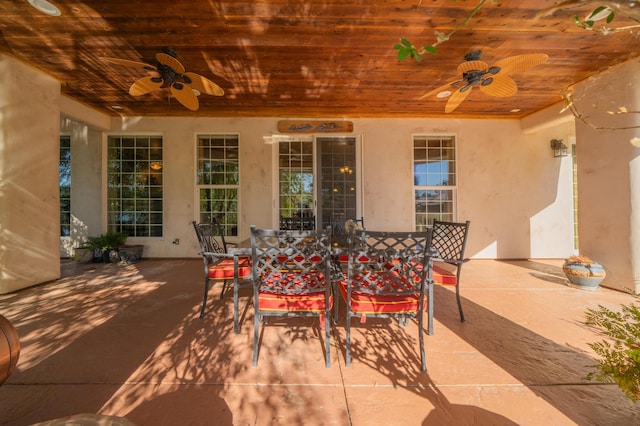 view of patio / terrace featuring ceiling fan