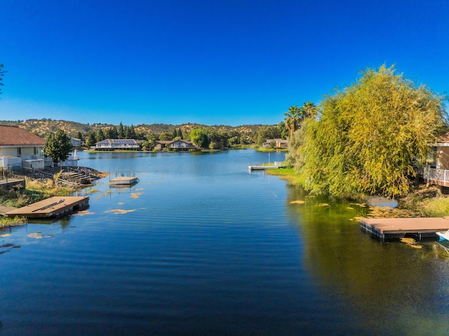 view of water feature featuring a dock