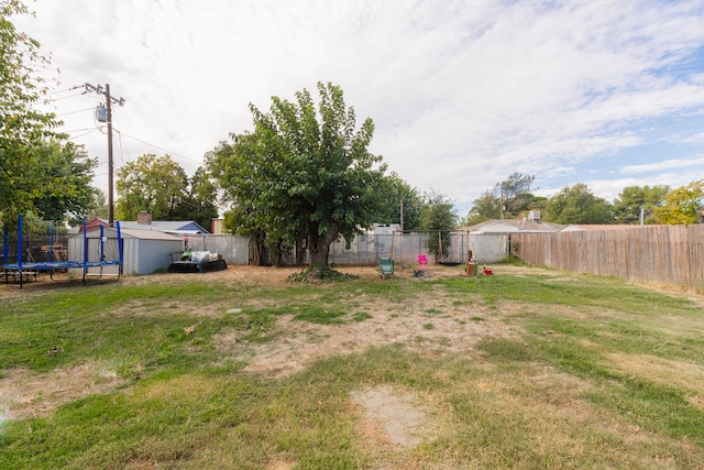 view of yard with a shed