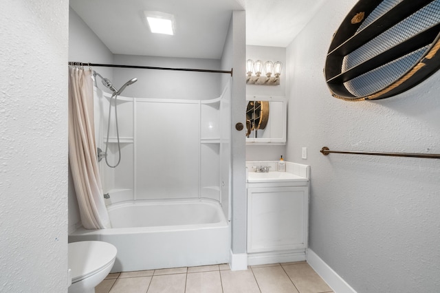 2648 Tremonto Rd, Anderson, CA 96007 - bathroom with baseboards, toilet, shower / tub combo, tile patterned floors, and vanity