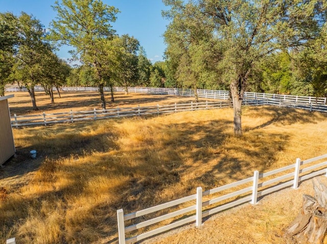 view of yard with a rural view