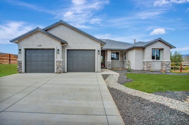 single story home featuring a garage