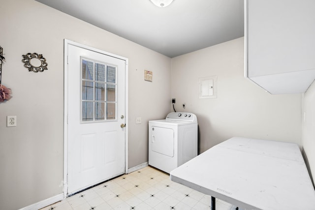 clothes washing area featuring washer / dryer