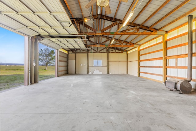 garage with ceiling fan