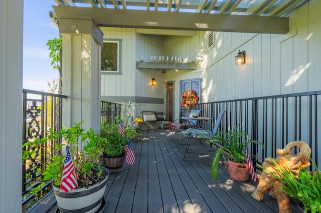 exterior space featuring a wooden deck