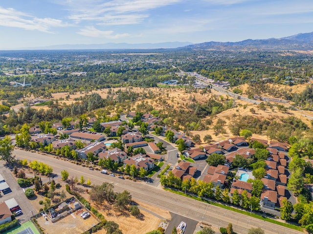 bird's eye view with a mountain view