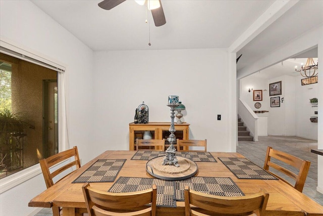 dining area with ceiling fan