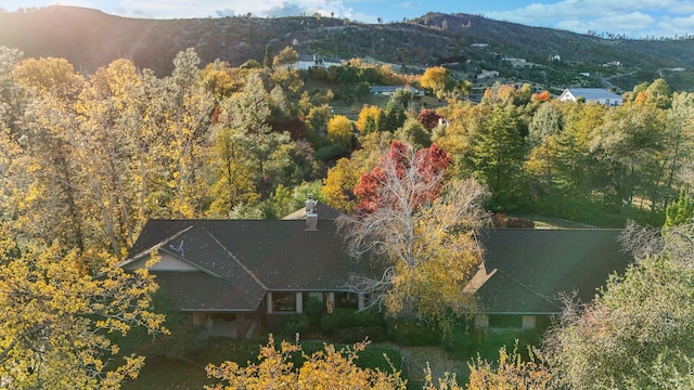 aerial view with a mountain view