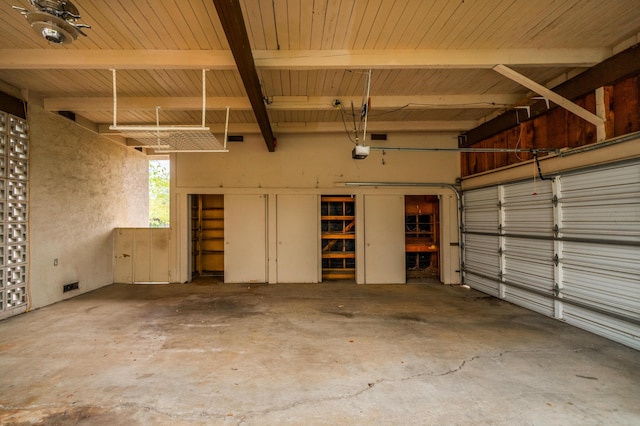 garage with a garage door opener