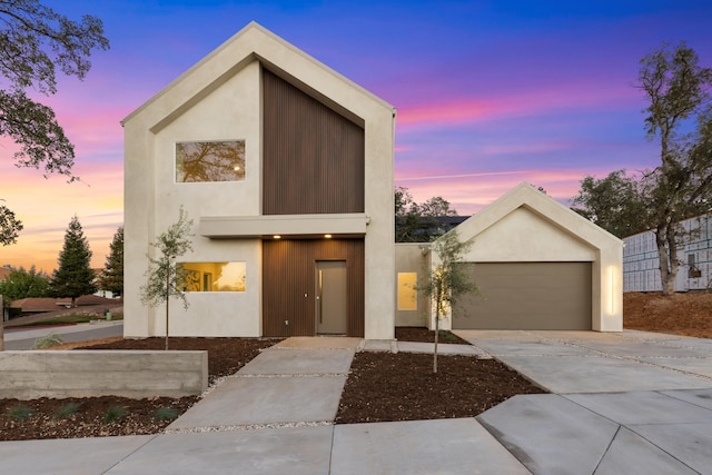 contemporary home with a garage