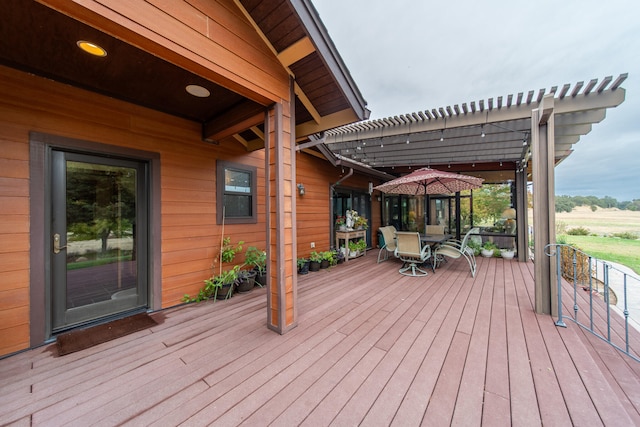 deck featuring a pergola