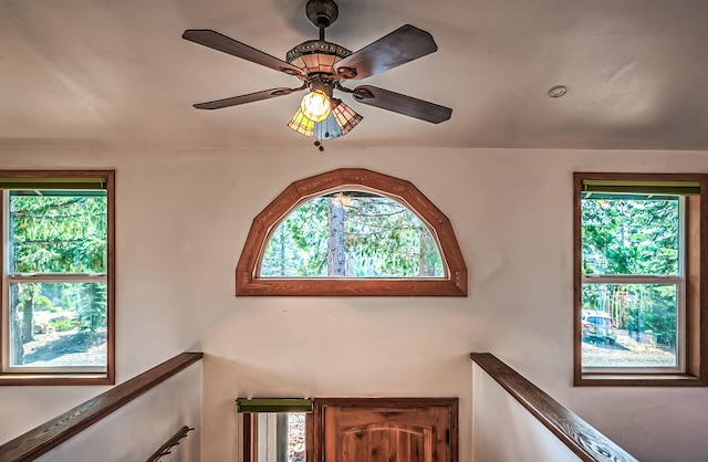 interior details with ceiling fan