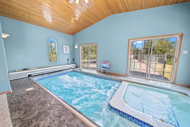 view of swimming pool with ceiling fan