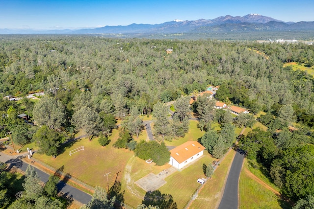 aerial view with a mountain view