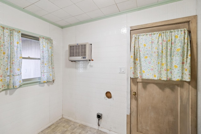 970 Branstetter Ln, Redding, CA 96001 - bathroom with crown molding and a wall mounted air conditioner