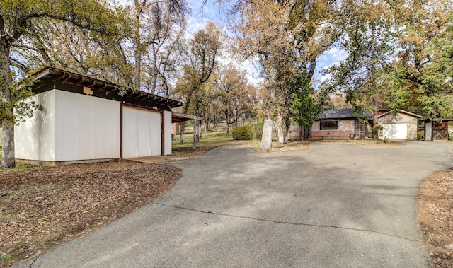 exterior space with a garage