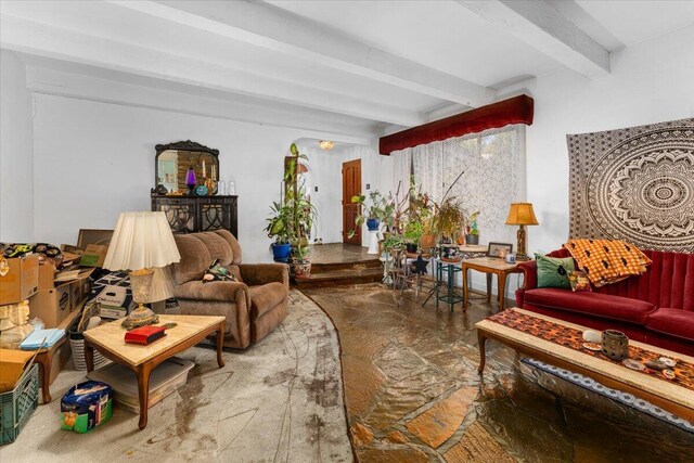 385 Manzanita Ln, Redding, CA 96002 - living area with beamed ceiling