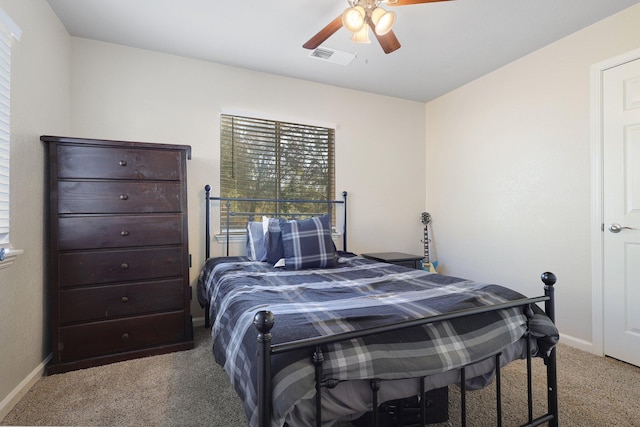 bedroom with carpet and ceiling fan