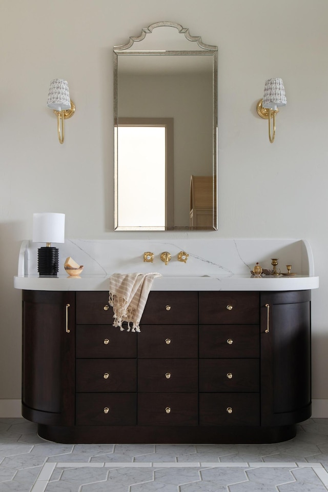 bathroom with double vanity