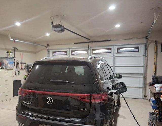 garage with a garage door opener