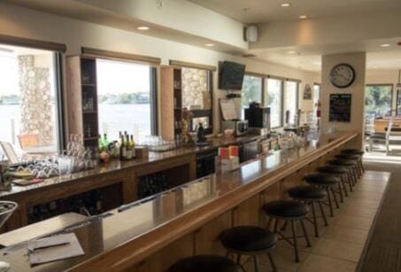 bar with tile patterned floors