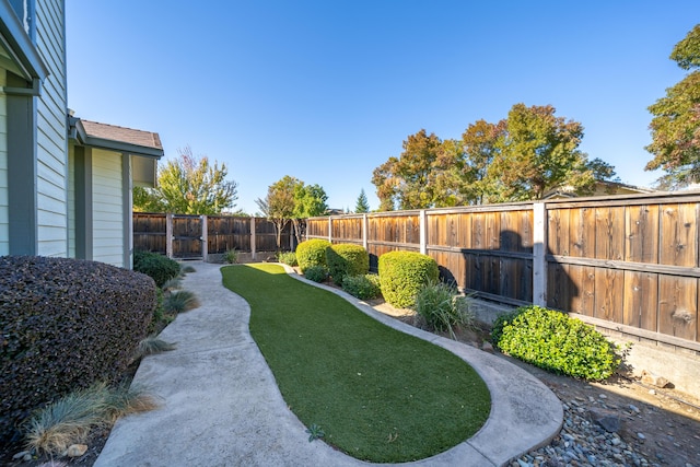 view of yard featuring a fenced backyard