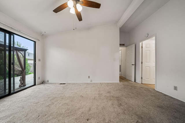 carpeted empty room with ceiling fan