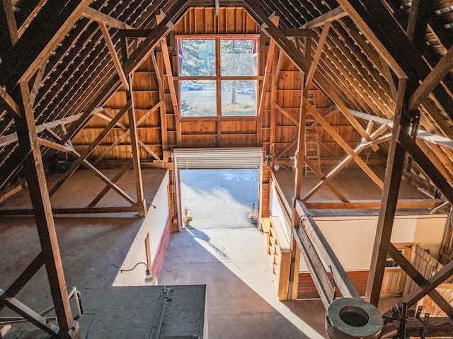 view of unfinished attic