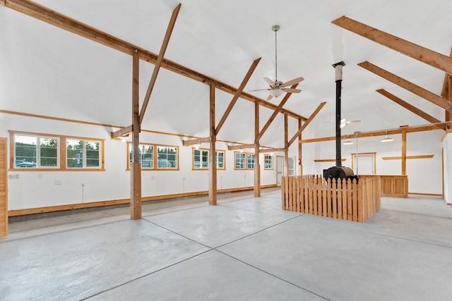 interior space with a patio area and ceiling fan