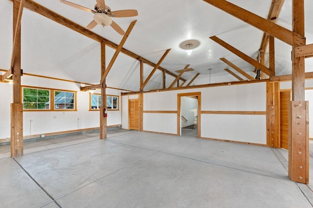 garage with ceiling fan