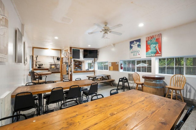 dining area featuring ceiling fan