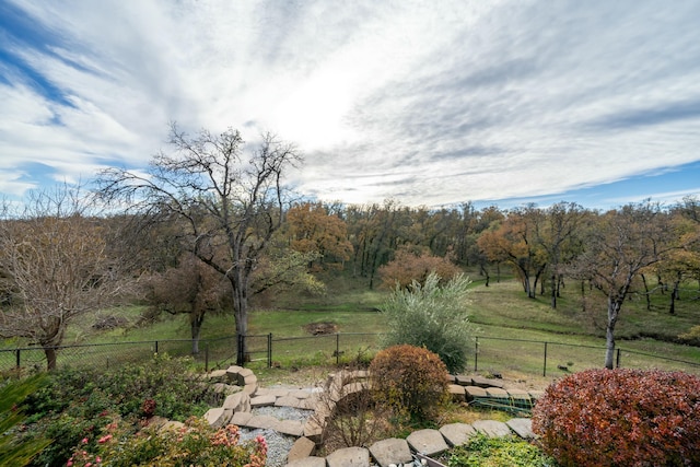 view of yard with a rural view