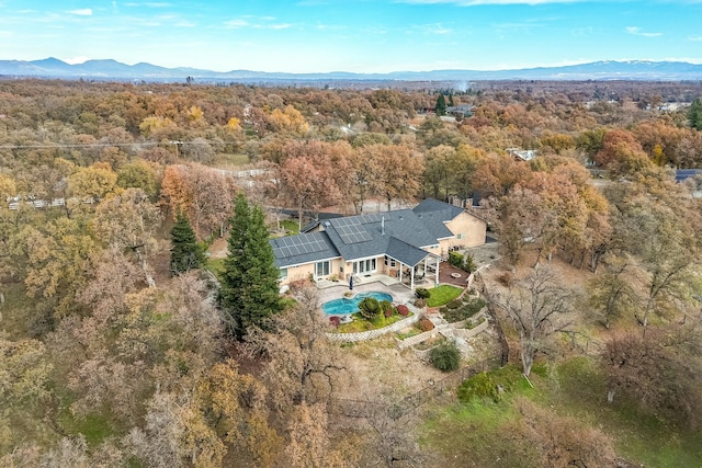 aerial view with a mountain view