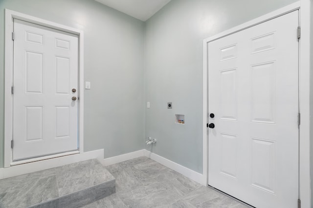 clothes washing area with hookup for an electric dryer and washer hookup