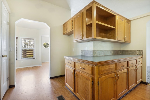 kitchen with light wood-type flooring