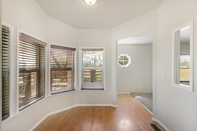 unfurnished room featuring light hardwood / wood-style flooring and a healthy amount of sunlight