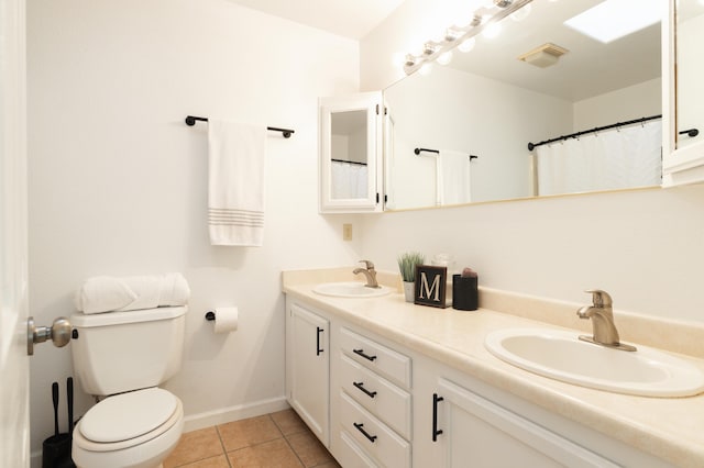 bathroom featuring tile patterned flooring, vanity, and toilet