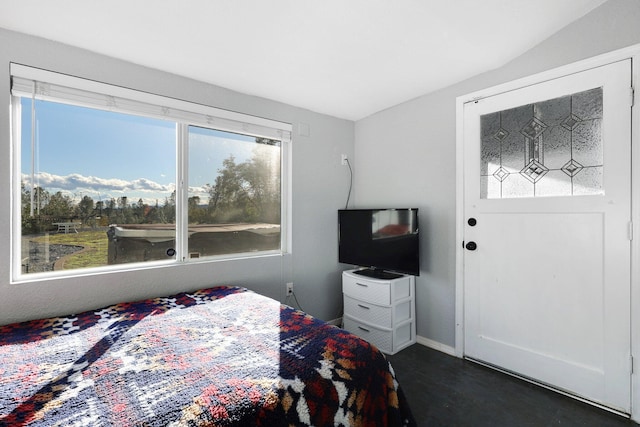 bedroom featuring vaulted ceiling