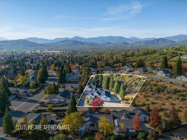 bird's eye view featuring a mountain view