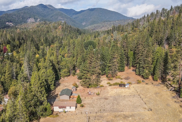 birds eye view of property featuring a mountain view