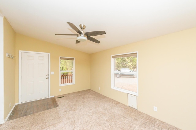1260 E Weaver Creek Rd, Weaverville, CA 96093 - carpeted empty room featuring vaulted ceiling, plenty of natural light, and a ceiling fan