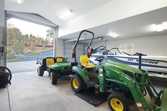 garage with a garage door opener